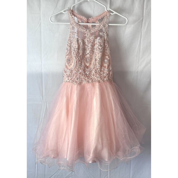 Fiesta Fashion Dresses & Skirts - Fiesta Fashion Prom Small Peach Sequence‎ Knee High Sleeveless Flare Dress
